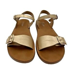 Link Comfort Gold Strap Flats Sandals Shoes‎ Adjustable Strap Youth Sz 3
